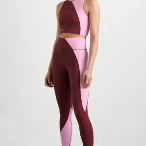 Shop Aje ATHLETICA High Rise Colour Block 7/8 Legging 226 Burnt Burgundy/Bonbon Pink