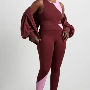 Shop Aje ATHLETICA High Rise Colour Block 7/8 Legging 226 Burnt Burgundy/Bonbon Pink