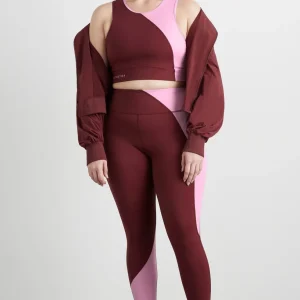 Shop Aje ATHLETICA High Rise Colour Block 7/8 Legging 226 Burnt Burgundy/Bonbon Pink
