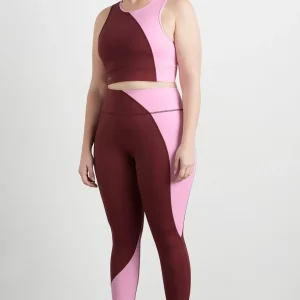 Shop Aje ATHLETICA High Rise Colour Block 7/8 Legging 226 Burnt Burgundy/Bonbon Pink