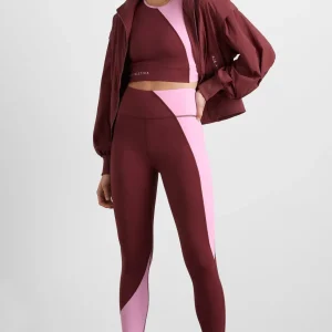 Shop Aje ATHLETICA High Rise Colour Block 7/8 Legging 226 Burnt Burgundy/Bonbon Pink