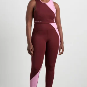 Shop Aje ATHLETICA High Rise Colour Block 7/8 Legging 226 Burnt Burgundy/Bonbon Pink