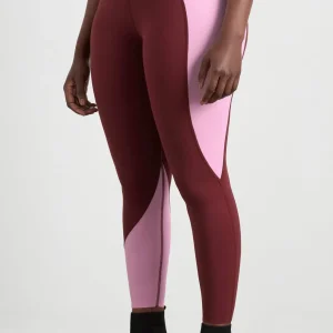 Shop Aje ATHLETICA High Rise Colour Block 7/8 Legging 226 Burnt Burgundy/Bonbon Pink