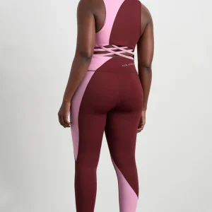 Shop Aje ATHLETICA High Rise Colour Block 7/8 Legging 226 Burnt Burgundy/Bonbon Pink
