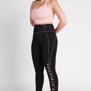 Outlet Aje ATHLETICA High Rise Contrast Stitch Logo Full Length Legging 203 Black/Rose Quartz