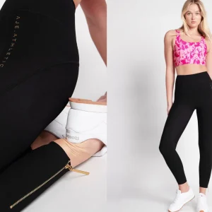 Outlet Aje ATHLETICA High Rise Full Length Zip Rib Legging 216 Black/Gold