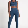 Clearance Aje ATHLETICA High Rise Logotape Full Length Legging 208 Midnight Blue/Steel Blue