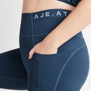 Clearance Aje ATHLETICA High Rise Logotape Full Length Legging 208 Midnight Blue/Steel Blue