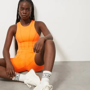 Best Sale Aje ATHLETICA High Rise Mid Length Bike Short 615 Orange
