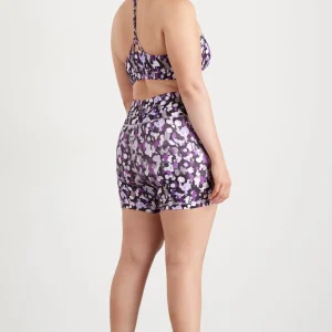 New Aje ATHLETICA High Rise Mid Length Bike Shorts 607 Lavender Painted Freeform