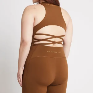 Discount Aje ATHLETICA High Rise Mid Length Embossed Bike Short 615 Coffee/Gold