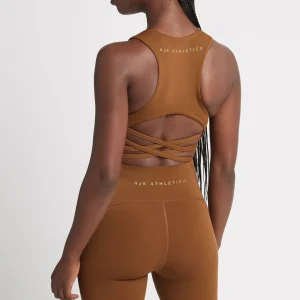 Discount Aje ATHLETICA High Rise Mid Length Embossed Bike Short 615 Coffee/Gold