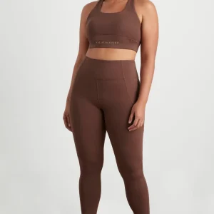 Best Aje ATHLETICA High Rise Perforated Hem Full Length Legging 227 Dark Chocolate