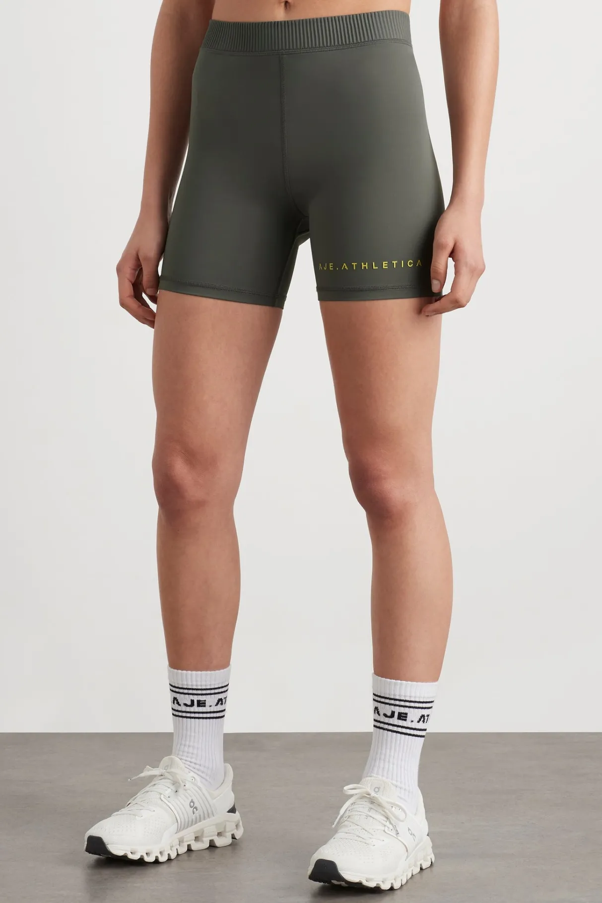 high_rise_pintuck_mid_length_bike_shorts__2.webp Discount Aje ATHLETICA High Rise Pintuck Mid Length Bike Shorts 625 Midnight Grey/Citrus Yellow