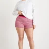 Best Sale Aje ATHLETICA High Rise Striped Knit Bike Shorts 625 Berry/Multi