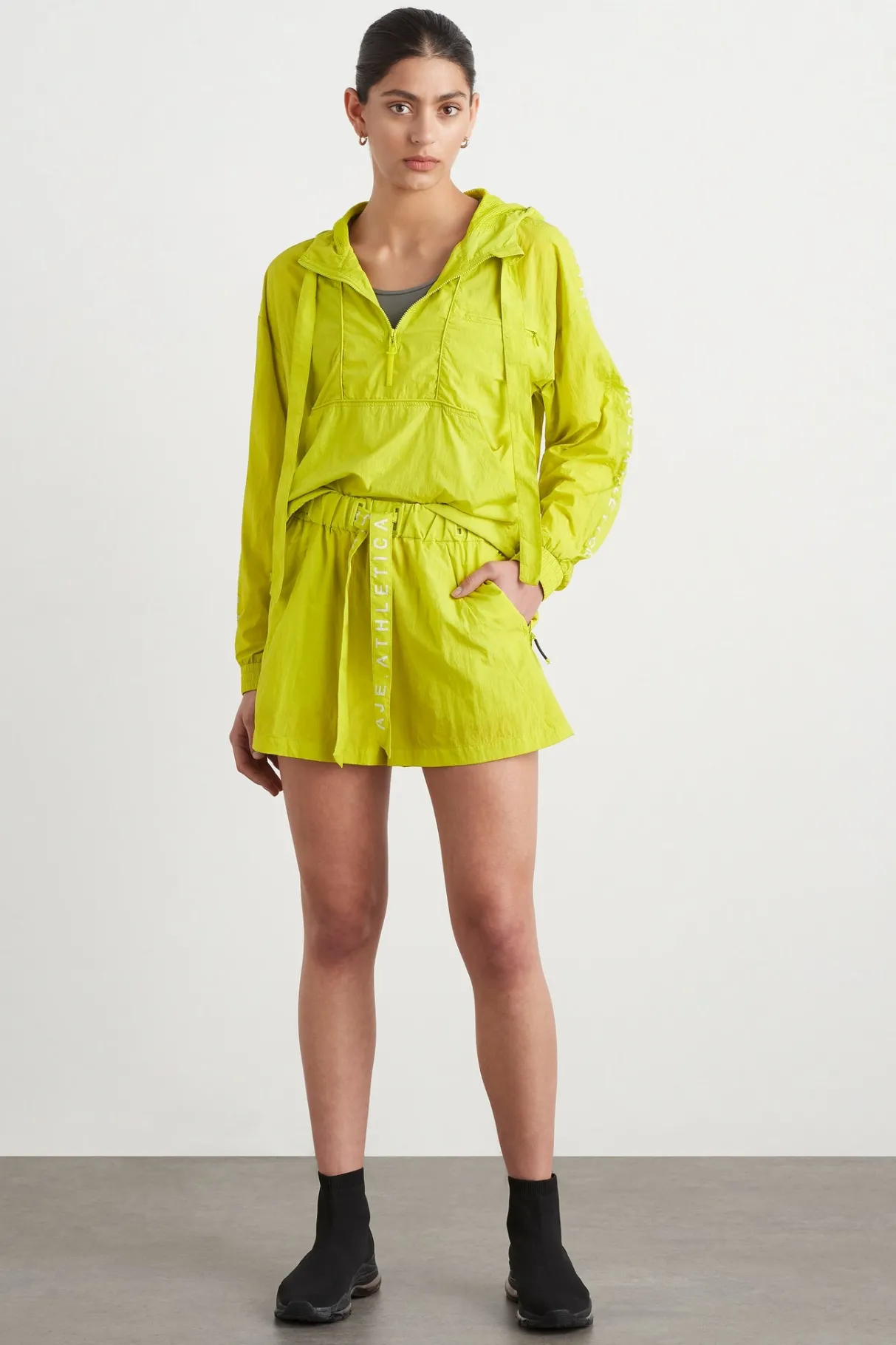 high_waisted_belted_shorts__0-1.webp Flash Sale Aje ATHLETICA High Waisted Belted Shorts 608 Citrus Yellow/Wht