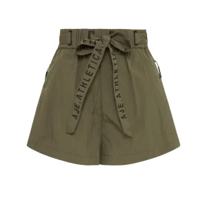Store Aje ATHLETICA High Waisted Belted Shorts 608 Khaki