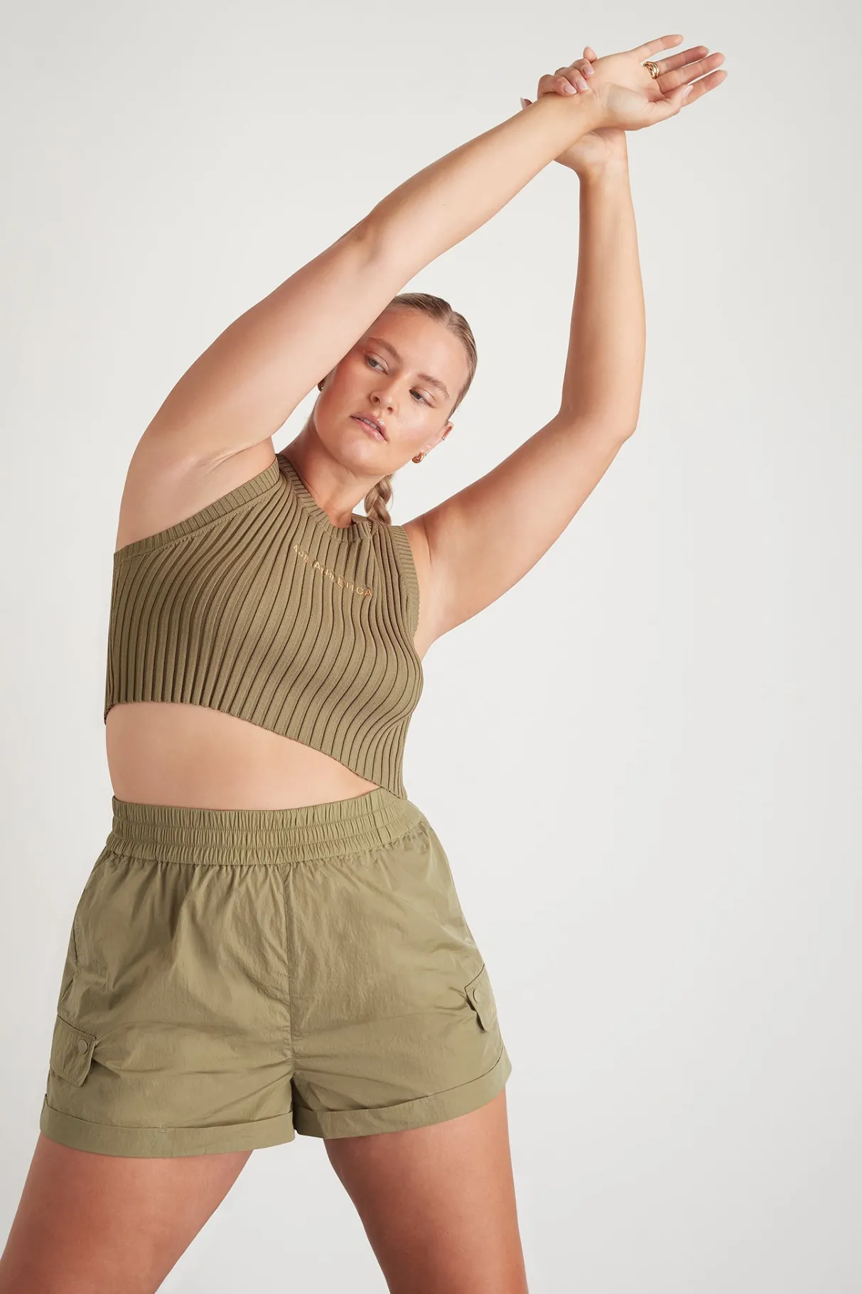high_waisted_shorts__16-1.webp Cheap Aje ATHLETICA High Waisted Shorts 608 Soft Khaki