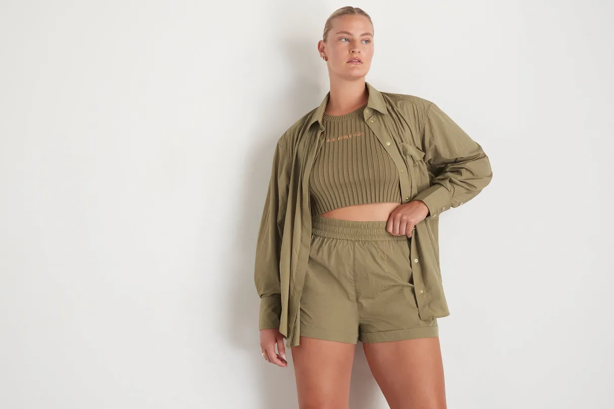 high_waisted_shorts__19.webp Cheap Aje ATHLETICA High Waisted Shorts 608 Soft Khaki