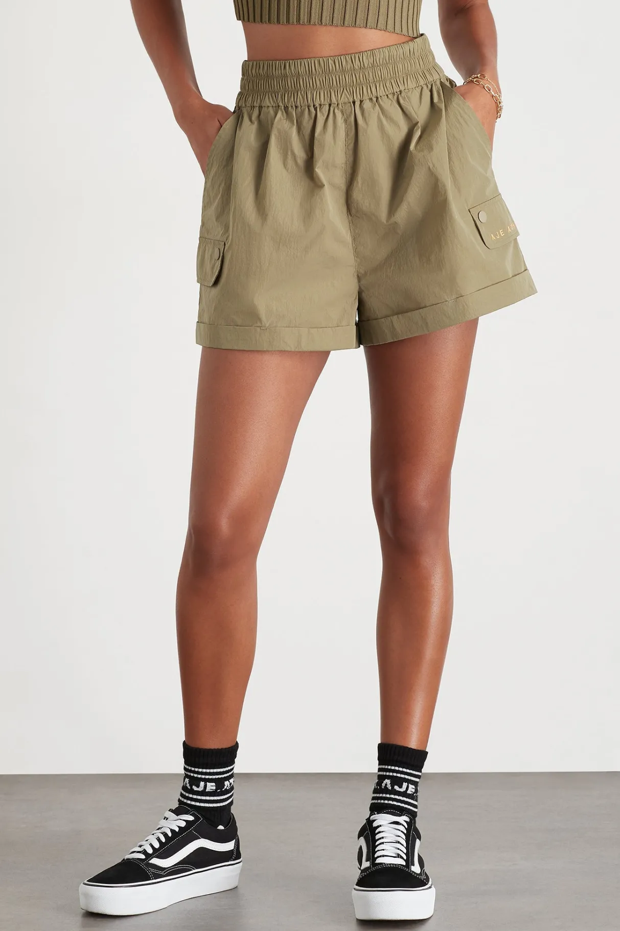 high_waisted_shorts__2-1.webp Cheap Aje ATHLETICA High Waisted Shorts 608 Soft Khaki