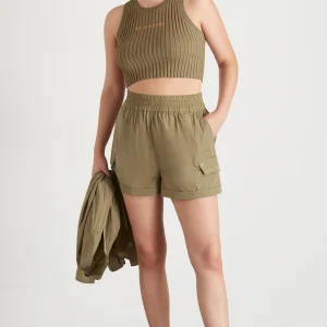 Cheap Aje ATHLETICA High Waisted Shorts 608 Soft Khaki