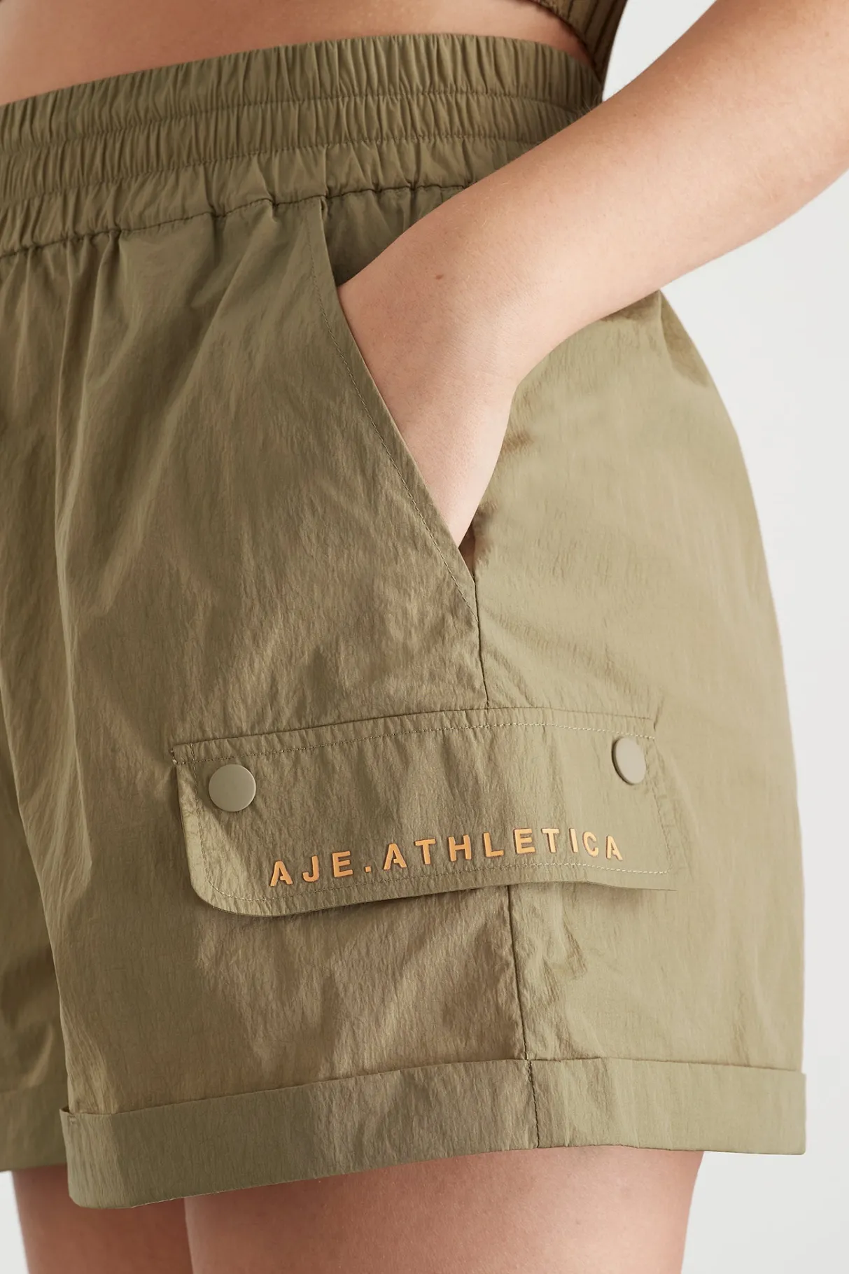 high_waisted_shorts__9-1.webp Cheap Aje ATHLETICA High Waisted Shorts 608 Soft Khaki