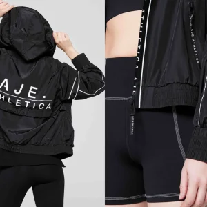 Clearance Aje ATHLETICA Hooded Windbreaker Jacket 016 Black