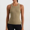 Shop Aje ATHLETICA Hydra Racer Knit Ribbed Top Soft Khaki