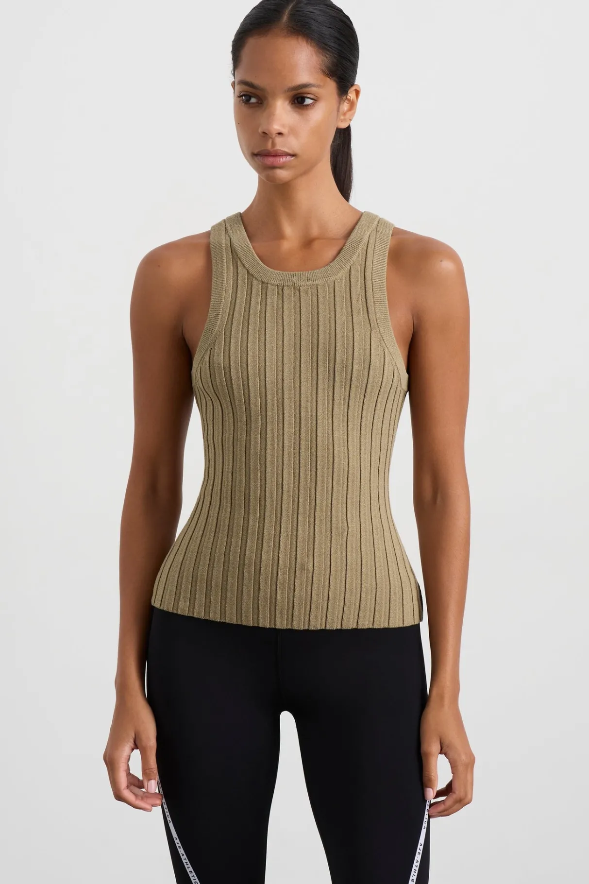 hydra_racer_knit_ribbed_top_0-2.webp Shop Aje ATHLETICA Hydra Racer Knit Ribbed Top Soft Khaki