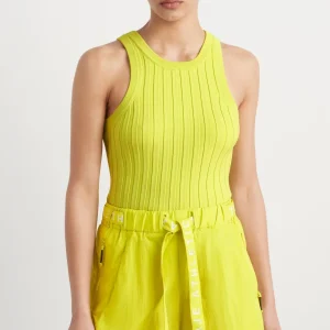 Sale Aje ATHLETICA Hydra Racer Knit Ribbed Top Citrus Yellow