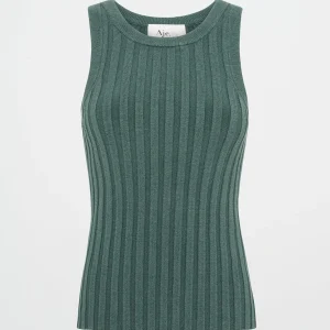 Hot Aje ATHLETICA Hydra Racer Knit Ribbed Top Moss Green