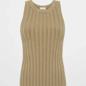 Shop Aje ATHLETICA Hydra Racer Knit Ribbed Top Soft Khaki