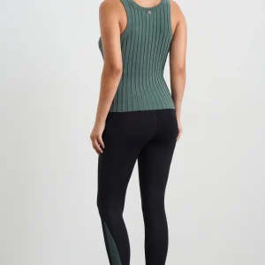Hot Aje ATHLETICA Hydra Racer Knit Ribbed Top Moss Green