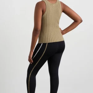 Shop Aje ATHLETICA Hydra Racer Knit Ribbed Top Soft Khaki