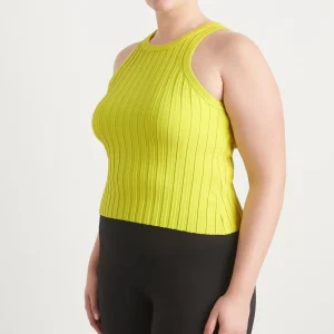 Sale Aje ATHLETICA Hydra Racer Knit Ribbed Top Citrus Yellow