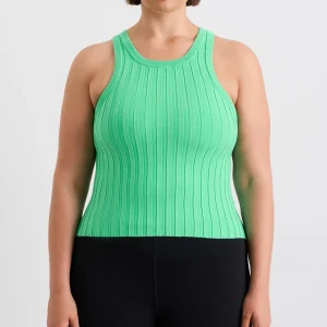 Store Aje ATHLETICA Hydra Racer Knit Ribbed Top Marine Green