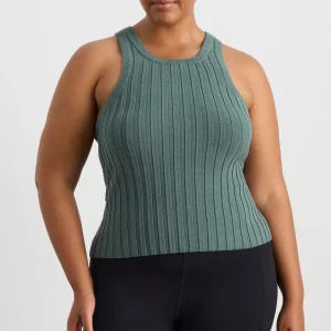 Hot Aje ATHLETICA Hydra Racer Knit Ribbed Top Moss Green