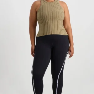 Shop Aje ATHLETICA Hydra Racer Knit Ribbed Top Soft Khaki