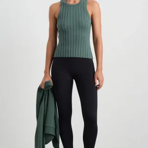 Hot Aje ATHLETICA Hydra Racer Knit Ribbed Top Moss Green