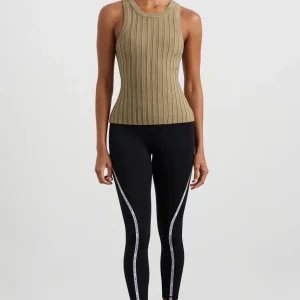 Shop Aje ATHLETICA Hydra Racer Knit Ribbed Top Soft Khaki
