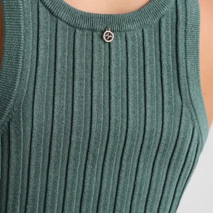 Hot Aje ATHLETICA Hydra Racer Knit Ribbed Top Moss Green