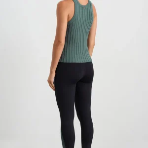 Hot Aje ATHLETICA Hydra Racer Knit Ribbed Top Moss Green