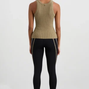 Shop Aje ATHLETICA Hydra Racer Knit Ribbed Top Soft Khaki