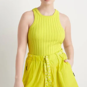 Sale Aje ATHLETICA Hydra Racer Knit Ribbed Top Citrus Yellow