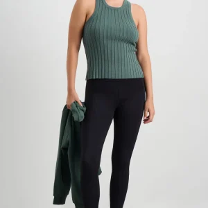 Hot Aje ATHLETICA Hydra Racer Knit Ribbed Top Moss Green