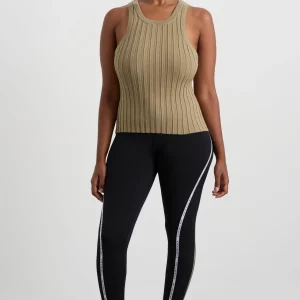 Shop Aje ATHLETICA Hydra Racer Knit Ribbed Top Soft Khaki