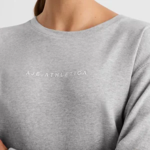 Online Aje ATHLETICA Keyhole Drawstring Long Sleeve Tee 149 Grey Marle