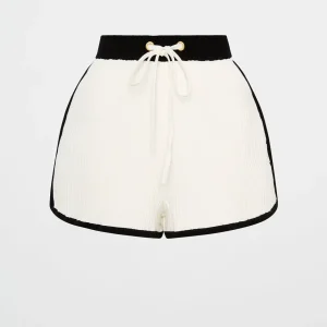 Online Aje ATHLETICA Knit Ribbed Shorts 603 White/Black