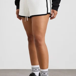 Online Aje ATHLETICA Knit Ribbed Shorts 603 White/Black