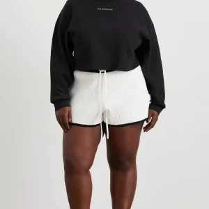 Online Aje ATHLETICA Knit Ribbed Shorts 603 White/Black